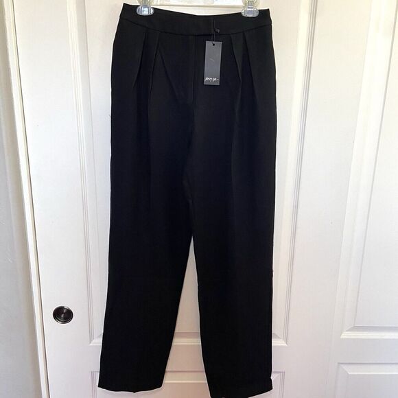 Nasty Gal Tapered Pleated High Waisted Smart Pants Black Size US 6 - Picture 12 of 12